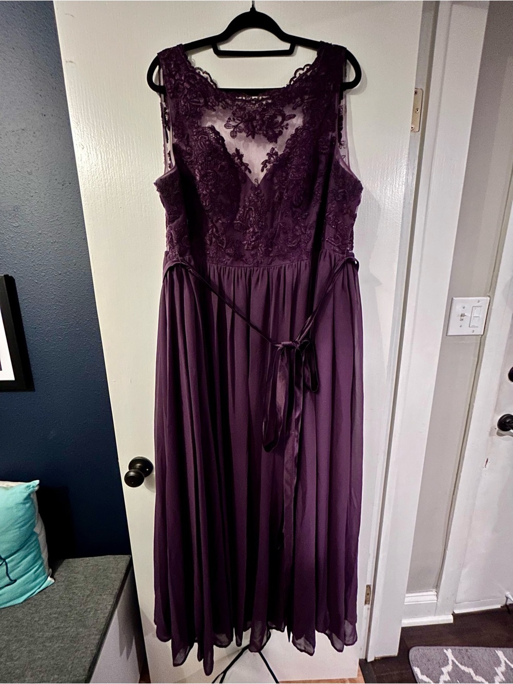 Azazie Plum Lace Bodice Bridesmaid Dress